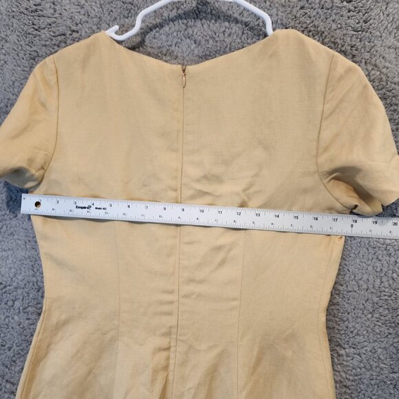 VTG 90's Positive Attitude Dress Sz 4 Petite Linen Blend Tan Embroidered - Picture 6 of 8